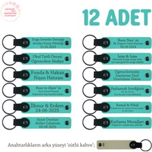 Ilk Yardım Kursunu Tamamlayanlara 12'li Set, Isme Özel Deri Hatıra Anahtarlık, Turkuaz & Sütlü Kahve