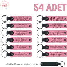 Pembe & Siyah, Yılbaşı Ofis Kutlamasına Özel, 54'lü Set, Isim Yazılabilen Hediyelik Deri Anahtarlık