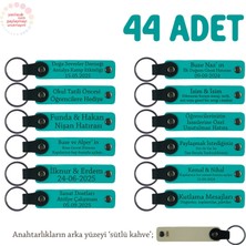 Yeni Evlenen Çift Düğünü Için Hediyelik Anahtarlık Isme Özel 44' Lü Set, Koyu Turkuaz & Sütlü Kahve