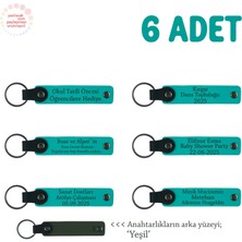 Babalara Özel Günü Için Hediye, Isim ve Özel Mesaj Yazılabilen 6'lı Anahtarlık, Koyu Turkuaz & Yeşil