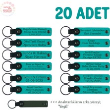 Öğrencilere Özel Dönem Sonu Hatırası, Isim Yazılabilen Anahtarlık 20' Li Set, Koyu Turkuaz & Yeşil