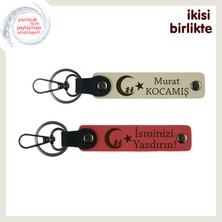 Gönlünü Fethedecek Hediye, Çocuk ve Ayyıldız Temalı Isme Özel Anahtarlık Set, S Kahve-Nar Çiçeği