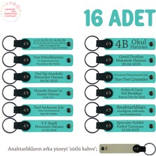 Gitar Eğitimi Mezuniyet Hatırası 16'lı Set, Isim Yazılı Hediyelik Anahtarlık, Turkuaz & Sütlü Kahve