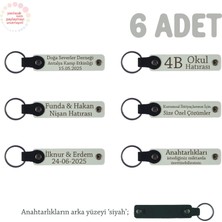 Babalar Günü Için Hediye, Isim ve Özel Mesaj Yazılabilen, 6'lı Anahtarlık, Beyaz & Siyah
