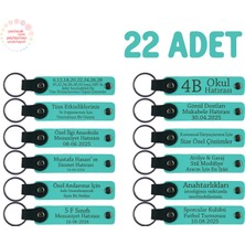 Minik Öğrenciler Için Hatıra Koleksiyonu 22’li Set, Kişiselleştirilebilir Yazılı Anahtarlık, Turkuaz