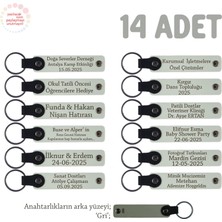 Karne Gününde Dağıtılacak Süper Hediye, 14'lü Anahtarlık Set, Isme Özgü Hatıralık, Beyaz & Gri