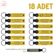 Sarı & Gri, Ingilizce Öğretmeninden Hatıra, 18’li Set, Kişiselleştirilebilir Yazılı Deri Anahtarlık