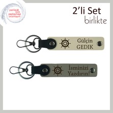 Baba Için Sadelikte Şıklık Sunan Armağan, Gemi Desenli Deri Set, Sütlü Kahve-Kül Gri