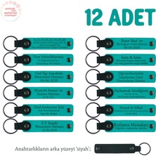 Çocuk Gelişimi Eğitimi Öğretmenlerine 12'li Set, Kişiye Özgü Hatıra Deri Anahtarlık, K Turkuaz & Syh