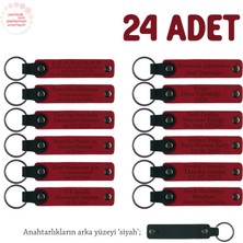 Zeka Oyunları Kursu Bitiminde, 24'lü Set, Isim Yazılabilir Deri Anahtarlık, Kırmızı & Siyah