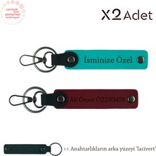 Erkek Arkadaşa Doğum Günü Hediyesi, Isimli 2’li Anahtarlık Takımı, Koyu Turkuaz-Bordo-Lacivert