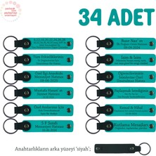 Dil Eğitimi Kurslarına Özel Tanıtım Hediyesi, 34'lü Set, Isim Yazılı Anahtarlık, K Turkuaz & Siyah
