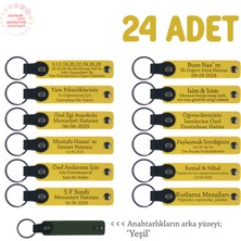 Sarı & Yeşil, Oto Galeri Müşterilerine Promosyon Ürünü, 24’lü Set, Isim Yazılabilir Deri Anahtarlık