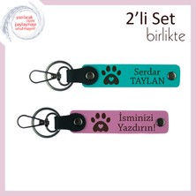 Veteriner Adayına Verilebilecek Sevimli Hediyelik, Kalpli Pati Desenli Set, Koyu Turkuaz-Pembe