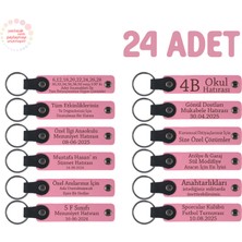 Pembe, Tüm Eğitmenler Için Kişiseleştirilebilir Isim Yazılı Karne Hediyesi Anahtarlık 24’lü Set,