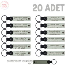 Üniversite Mezunlarına Anlamlı Hatıra, 20'li Isme Özel Anahtarlık Set, Anı Amaçlı, Beyaz & Gri