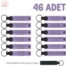 Kurumsal Işletmelere Özel Hediyelik 46'lı Set, Marka Yazılabilir Deri Anahtarlık, Mor & Siyah