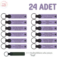Kırk Uçurma Kutlaması Için Bebeğin Ismine Özel, 24'lü, Hatıra Anahtarlık Set, Mor Menekşe & Yeşil