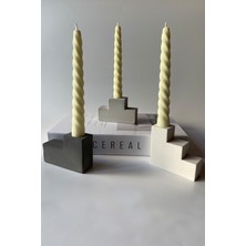 3'lü Blok Mumluk Seti Antrasit Gri ve Beyaz Renklerde, Şık Dekoratif Aksesuar