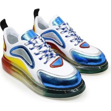 Lucca Hakiki Deri Air Tabanlı Renkli Sneaker Beyaz
