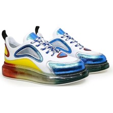 Lucca Hakiki Deri Air Tabanlı Renkli Sneaker Beyaz