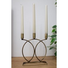 Şamdan Mumluk, Dore Kaplama, Metal, 20 Cm, Ev Dekorasyonu