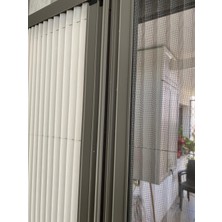 Akordeonplise Sineklik ve Güneşlik Perderengi Gri ve Krem
