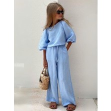 Kız Çocuk Keten Pantolonlu Takım