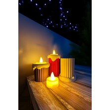 Eriyen Mumluklar Üçlü Set, Beyaz Kırmızı Kahverengi, LED Tealight Dekoratif, 6-10CM