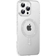 Apple iPhone 15 Pro Max Move Taşlı Magsafe Kapak - Natural Grey