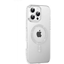 Apple iPhone 15 Pro Max Move Taşlı Magsafe Kapak - Natural Grey