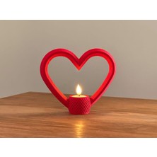 Kırmızı Kalp Dekorlu Mumluk, Özel Evlilik Teklifi Süsleri