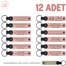 Şirket Etkinliklerinde Hediyelik, 12'li Set, Isim Yazılı Deri Anahtarlık, Pudra & Sütlü Kahve