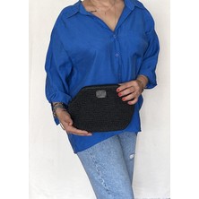 ByTooche Iris Kadın Burslu Astarlı Kağıt Ip Çanta , Hasır Örgü Clutch, El Çantası, Portföy