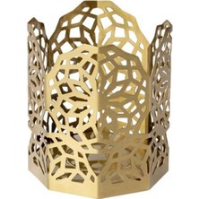 Altın Renkli Metal Tealight Mumluk, 8X8X9 Cm, Şık ve Zarif Tasarım
