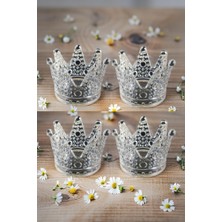 4'lü Şeffaf Kristal Mumluk ve Küllük Seti, Şık ve Parlak Dekorasyon Aksesuarları