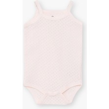 Luggi Baby Yenidoğan - 5 Yaş Kare Yaka Pamuklu Ip Askılı Kız Bebek Jakarlı Çıtçıtlı Body 3'lü  LG-2047-2