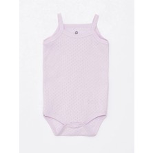 Luggi Baby Yenidoğan - 5 Yaş Kare Yaka Pamuklu Ip Askılı Kız Bebek Jakarlı Çıtçıtlı Body 3'lü  LG-2047-1