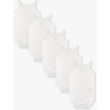 Luggi Baby Yenidoğan - 5 Yaş Kare Yaka Pamuklu Ip Askılı Kız Bebek Jakarlı Çıtçıtlı Body 5'li  LG-2047-6