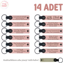 Ofis Çalışanlarına Özel, 14'lü Set, Kişisel Isim ve Mesaj Yazılı Anahtarlık, Pudra & Sütlü Kahve