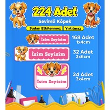 Sevimli Köpek Temalı Okul Kreş Kişiye Özel Isim Etiket Seti - Model 417
