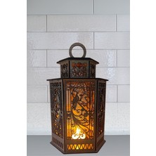 Şık Ahşap Dekoratif Fenerlik Mumluk, Doğal ve Sıcak Atmosfer Sağlar