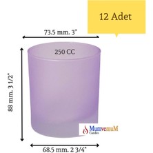 12'li Lila Mor Buzlu Düz Cam Bardak Mumluk Seti, Şık ve Göz Alıcı Tasarım