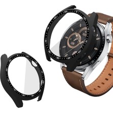 Huawei Gt4 46MM Uyumlu Kılıf Siyah Kasa ve Ekran Koruyucu Siyah Kadranlı Ekran ve Kasa Koruma Kapak