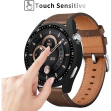 Huawei Gt4 46MM Uyumlu Kılıf Siyah Kasa ve Ekran Koruyucu Siyah Kadranlı Ekran ve Kasa Koruma Kapak