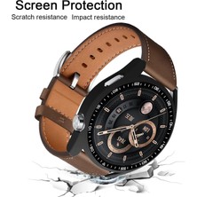 Huawei Gt4 46MM Uyumlu Kılıf Siyah Kasa ve Ekran Koruyucu Siyah Kadranlı Ekran ve Kasa Koruma Kapak