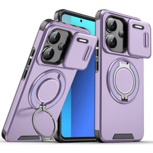 Xiaomi Redmi Note 13 Pro Plus Uyumlu Kılıf Kamera Korumalı Sürgülü 360 Dönebilen Magsafe Stand Tank