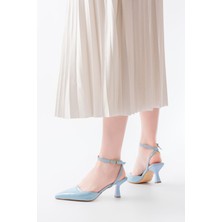 ST-004 Bebe Mavi Rugan Günlük 7 cm Topuklu Bayan Ayakkabı