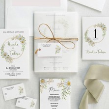 Begonya Şeffaf Zarflı Düğün Davetiyesi