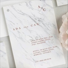 Grey Zarfsız Isimlikli Düğün Davetiyesi